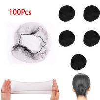 100Pcs Invisible Hair Nets Bun Cover Elastic Edge Mesh Hairnet Stretch Cap Black white