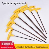 Extended T-Handle Hex & Flat Head Wrench Set - Ball Head, Hardened S2 1.5x105mm Flat Head yellow