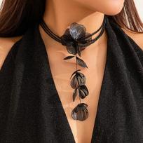 IngeSight.Z Boho Metal Wire Ginkgo Leaf Pendant Necklace Fashion Multi Layer Metal Chain Choker Necklace Women's Trend Jewelry juoda