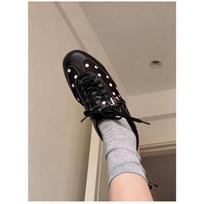 Mandarin duck retro metal buckle flat bottom inner height increase German training shoes women's new college sports wind external wear lace-up 40 black