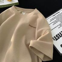 Unisex japoniško stiliaus madingi vaflių tekstūros trumpomis rankovėmis laisvi vasariniai marškinėliai 3XL balta