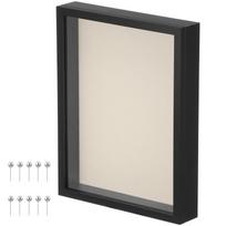 Wood Memorabilia Memory Box Front Open Magnetic Shadow Display Case for 3D Itme Photo Keepsake Memory Frame with Pin 11x14 Inch white