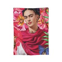 F-Frida K-Kahlo Fleece Throw Blanket Blankets for Sofa Car Lightweight Thin Bedroom Quilt, Size: 75*100cm, Weight: 230 GSM beige