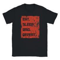 Rust Gamer T-Shirt – Eat Sleep Raid Repeat, Gaming Gift M red