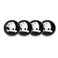 4Pcs 56MM Car Aluminum Logo Wheel Center Hub Stickers Decoration For Skoda Rapid Octavia A5 RS Kodiaq Fabia A7 Kamiq Karoq VRS white