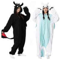 Animal Kigurumi Pyjamas Halloween Onesie Adult Cartoon Toothless Pajama Cosplay Party Women Homewear less white
