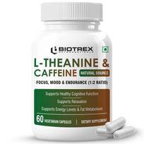 Biotrex Nutraceuticals L-Theanine 200mg Caffeine 100mg Supplement helps to improve Excercise Performance & supports Energy Management - 60 Veg Caps