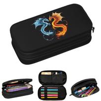 Dual Dragon Ice And Fire Mythic Creature Pencil Cases for Students Gifts Pen Box Pencil Bag Large Capacity Pencil Pouch 21x10.5x5cm