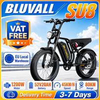 BLUVALL SU8 Adult Ebike,1200W Peak,52V 20Ah Removable Battery,20×4 Fat Tire Dual Suspension Hydraulic Disc Brakes SU8 1200W52V20Ah-BK-YY