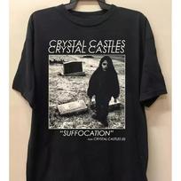 Crystal Castles Iconic T-Shirt Soft Crew Neck Casual Tee with Suffocation Graphic Print Collect M gray