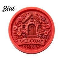 Reusable Silicone Mould Garden Stepping Stone Mold DIY Concrete Cement Professional Construction Tool Round Casting Mold for Pathway Patio Yard Lawn A red