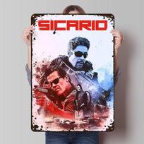 Klasikinis filmo plakatas Sicario filmas Metalinis ženklas Vintažinė dekoracija Svetainė Individualios skardinės plokštės sienų meno dekoravimui Retro 20x30cm（7.8x11.8inch） white
