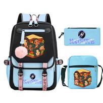 Katseye Fashion Kids Shoulder Bag Pencil Case School Backpack 3-in-1 Set Lightweight Durable Multipurpose Stationery Kit for Daily School Use blue1 įvairiaspalvis