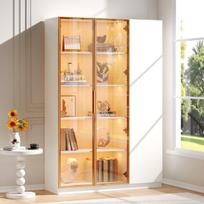 Stiklinė vitrina, 165 cm, LED apšvietimas, 3 durys, balta, 1 vnt