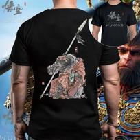 Black Myth Wukong Print Cotton T-shirt Wukong Game  Group Image Pattern Men's Short-sleeved Shirt Monkey King Tshirt Tops S juoda