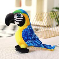 Cute simulation parrot doll plush toy zoo peacock doll home decoration children's soothing doll 24cm black