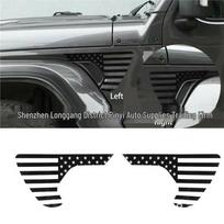 Amerikos vėliavos šoninės ventiliacijos angos lipdukas Jeep Wrangler JL (2018–2021 m) ir Gladiatorių Standard juoda