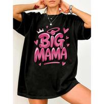 Women's Plus Size Big Mama Mom Black Oversized Casual Crew Neck Short Sleeve Tee XL juoda
