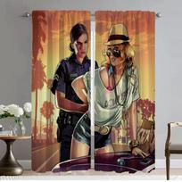 Set Of 2 Home Interior Curtains Camera Gta Vice City Living Room Curtain Shades Tulle Bedroom Kitchen Darkening Polyester Ideal For Great W100*H130(CM)-Hooks&2PCS