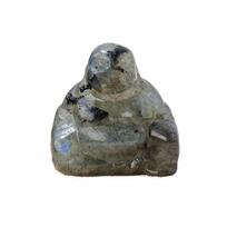 Buddha Figurine Positive Healing Energy Colorful Natural Stone Maitreya Buddha Sculpture Hand-carved Laughing Buddha Statue gray