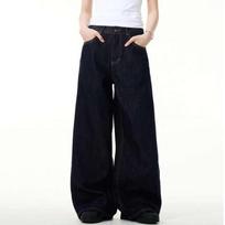 STREETRICH Paprastos vyriškos džinsinės kelnės Vintažinis plovimas Plačios kojos Laisvi džinsai Laisvalaikio Tiesios Amerikietiško stiliaus vyriškos kelnės Naujos Asian Size XL juoda