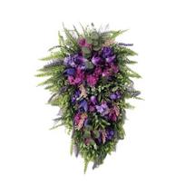 19.7 Inch Artificial Tulip Teardrop Wreath for Front Door Purple Lavender Floral Swag with Green Leaves for Wall Window Wedding Party Home Decoration 1pc beige