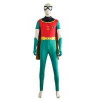 COS Robin Superhero Costume Bodysuit with Cape Unisex Halloween Cosplay Outfit XL blue