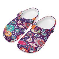 Allover Print EVA Clogs Adult Unisex Flexible Lightweight Slip On Casual Shoes Soft Sole Summer Sandals Indoor Outdoor Wear 36 balta