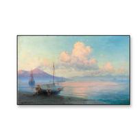 Garsaus aliejinio paveikslo plakatas Neapolio įlanka ryte Spaudiniai Ivanas Konstantinovičius Aivazovskis Drobės paveikslo galerija Sienos dekoras 21X30CMNo Framed beige