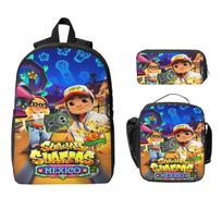 Subway Surfers Video Game Kids Backpack Lunch Box Pen Bags for Boys Girls Kindergarten Backpacks School bag Bookbag Set blue