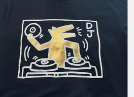 Remake Keith Haring Guggenheim museum black classic style T shirt S beige