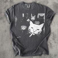 Funny Gangster Cat Shirt, Meme Cats Graphic Tee, Vintage Cat Lover Shirt, Funny Cat Meme Tee, Edgy Cat Shirt, Cat Dad Gift, Cat Mom Shirt XL gray
