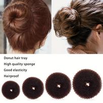 4pcs Hair Bun Maker Set, Donut Bun Maker Set with 4pcs Dark Brown &4pcs Beige(1 extra-large,1 large,1 medium and 1 small) Four sizes black