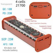 4X21700 Support 21700 Battery Case LED Display Screen Power Bank Shell  Home Use gray