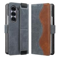 Luxury Business RFID Leather Wallet Case for Samsung Galaxy Z Fold 8 Ultra 7 6 5 Electroplated Shell Wristband Stand Flip Cover Galaxy Z Fold 8 pilka