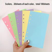 100sheets Blank Colored A6 6-Hole Loose-leaf Paper, Refill Paper, Ring-bound Paper, Punched Paper beige