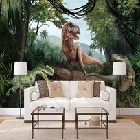 Bet kokio dydžio freskos tipo tapetai 3D stereoskopiniai dinozaurų miško sienos freskos Vaikų miegamojo kūrybiškos namų renovacijos fototapetai 250 cm(W) x 175 cm(H) gray