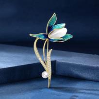 Švytinčio prabangumo orchidėja, aukštos klasės moteriškas sagės gaminys 3*6CM blue