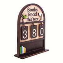 Book Read Wooden Tracker for Bookshelf Sign Reading This Year Counter Home Library Decor Book Lover J beige