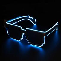 Belaidžiai LED akiniai Helovino Kalėdų vakarėliui Neoniniai Rave Mirksintys atspalviai Suaugusiems Naujas mozaikos dizainas blue