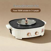 Multifunctional Non-stick Hot Pot & Grill Combo - Electric BBQ Pan & Integrated Grill In stock white