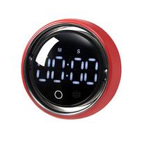 Moderns Kitchen Timer With Voice Controlled And Large LED Display Rotary Magnetic Timer For Cooking Baking And Meal Preps raudona