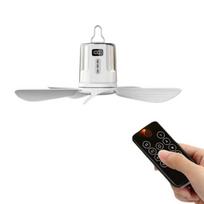 Portable Tent Fan with RGB & Warm White Lights, Remote Control Rechargeable Hanging Ceiling Fan for Camping Beach Canopy Outdoor Travel Plug in type