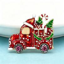 Will Baby Lovely Christmas Truck Brooches For Women Unisex Enamel Taking Gifts Christmas-Tree Car New Year Party Brooch Pins one size red