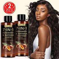 7-in-1 rozmarino ir batano plaukų priežiūros rinkinys, 2 vnt., Šampūnas ir kondicionierius, Giliai valo, Drėkina plaukus 2pcs brown