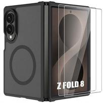 Case + 2 Tempered Glasses for Samsung Galaxy Z Fold 8, with Magnetic Ring - Translucent Black juoda