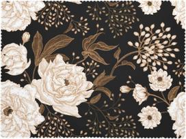 Vintažinis bijūnų staltiesė, smėlio spalvos auksinė gėlių lapų kaimiška juoda stačiakampė skalbiama danga namų valgomajam 160x240cm brown