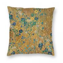 Flowers Gold Gustav Klimt Square Pillowcase Polyester Linen Velvet Pattern Zip Decor Home Cushion Cover x 30cmx30cm(12x12Inch) beige