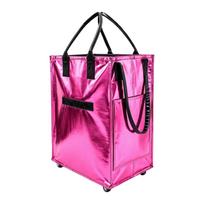 Krepšys su užtrauktuku ir ratukais kelionėms, darbui, apsipirkinėjimui, kasdieniam naudojimui One Size pink