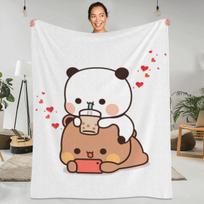 Super Warm Blanket Travel Office Bubu Dudu Throw Blanket Cartoon Bear Flannel Bedspread Couch Bed Printed Sofa Bed Cover 40x50in white